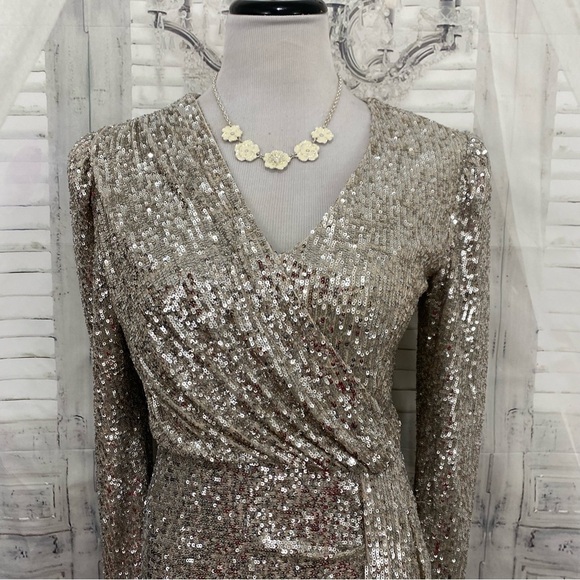 Alex Marie Gold Sequin Dress - Picture 5 of 16